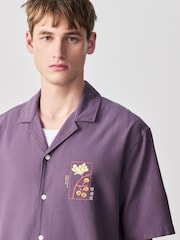 Purple Japanese Back Print Short Sleeve Shirt - Image 3 of 10