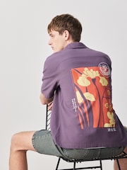 Purple Japanese Back Print Short Sleeve Shirt - Image 4 of 10