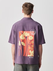 Purple Japanese Back Print Short Sleeve Shirt - Image 5 of 10