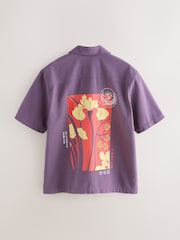 Purple Japanese Back Print Short Sleeve Shirt - Image 8 of 10