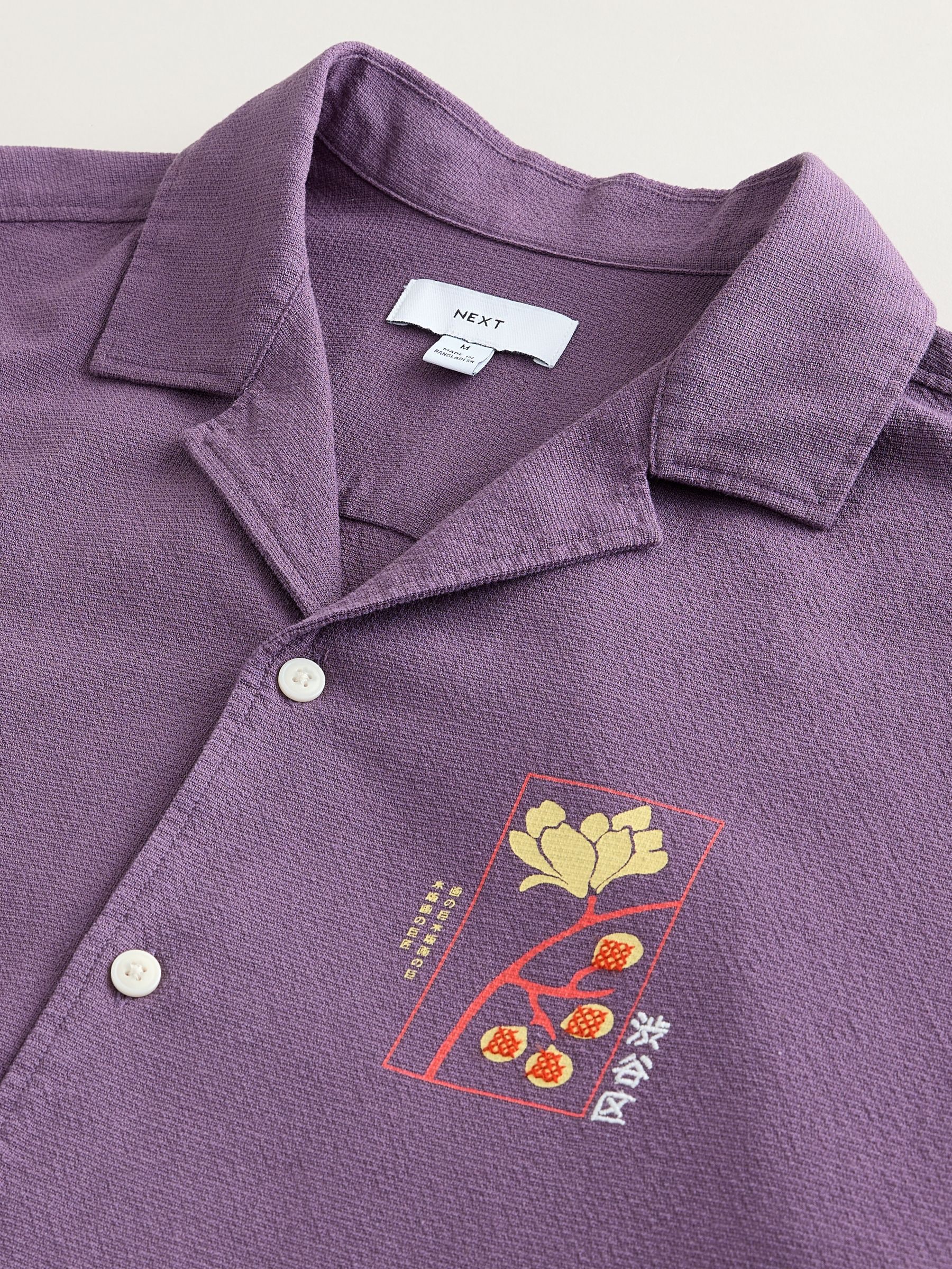 Buy Purple Japanese Relaxed Fit Back Print Linen Blend Revere