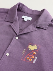 Purple Japanese Back Print Short Sleeve Shirt - Image 9 of 10