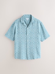 Blue Geometric Print Short Sleeve Shirt - Image 6 of 8