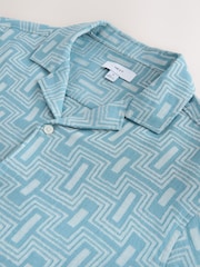 Blue Geometric Print Short Sleeve Shirt - Image 7 of 8