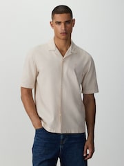 Ecru Textured Pique Trident Short Sleeve Shirt - Image 1 of 7