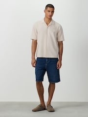 Ecru Textured Pique Trident Short Sleeve Shirt - Image 3 of 7