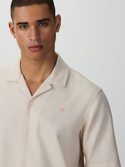 Ecru Textured Pique Trident Short Sleeve Shirt - Image 4 of 7
