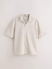 Ecru Textured Pique Trident Short Sleeve Shirt - Image 5 of 7