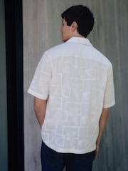 Ecru White Broderie Patterned Short Sleeve Shirt - Image 2 of 7