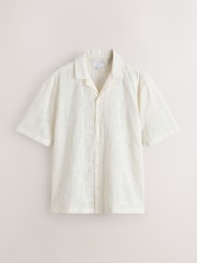 Ecru White Broderie Patterned Short Sleeve Shirt - Image 5 of 7