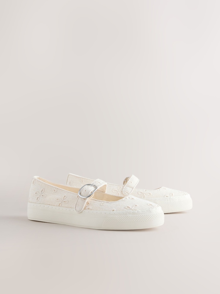 White Forever Comfort® Canvas Mary Jane Shoes - Image 3 of 3 White Forever Comfort® Canvas Mary Jane Shoes - Image 3 of 3