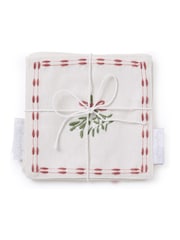 Sophie Allport Mistletoe Embroidered Drink Napkins Set of 4 - Slika 4 iz 5