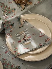 Sophie Allport Set of 4 Grey Blue Cosy Christmas Napkins - Image 2 of 3