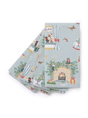 Sophie Allport Set of 4 Grey Blue Cosy Christmas Napkins - Image 3 of 3