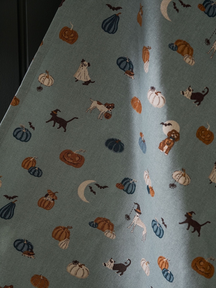 Sophie Allport Soft Teal Paws & Pumpkins Tea Towel - Image 2 of 3