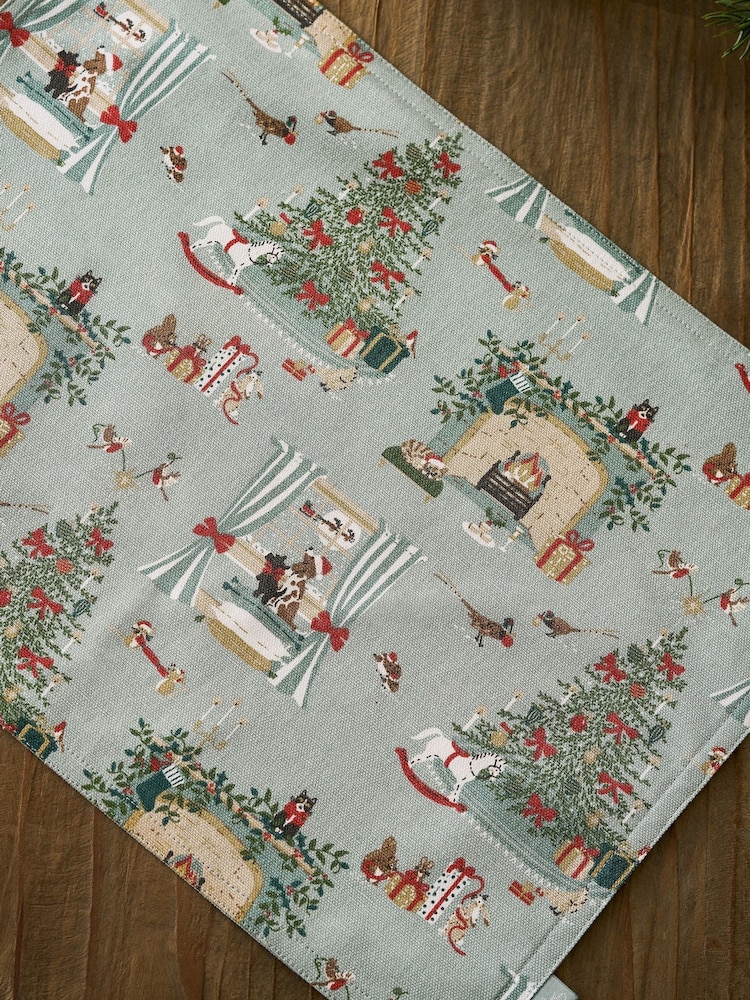 Sophie Allport Set of 2 Grey Blue Cosy Christmas Washable Placemats - Image 2 of 3 Sophie Allport Set of 2 Grey Blue Cosy Christmas Washable Placemats - Image 2 of 3