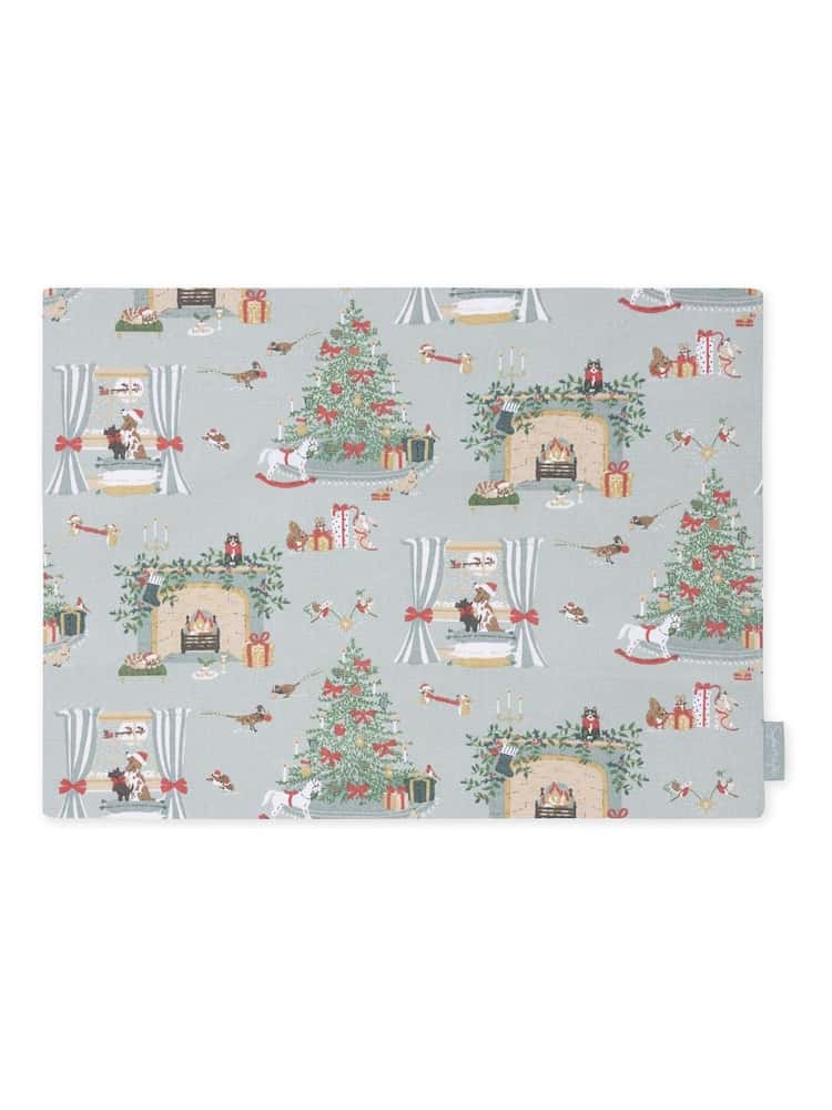 Sophie Allport Set of 2 Grey Blue Cosy Christmas Washable Placemats - Image 3 of 3