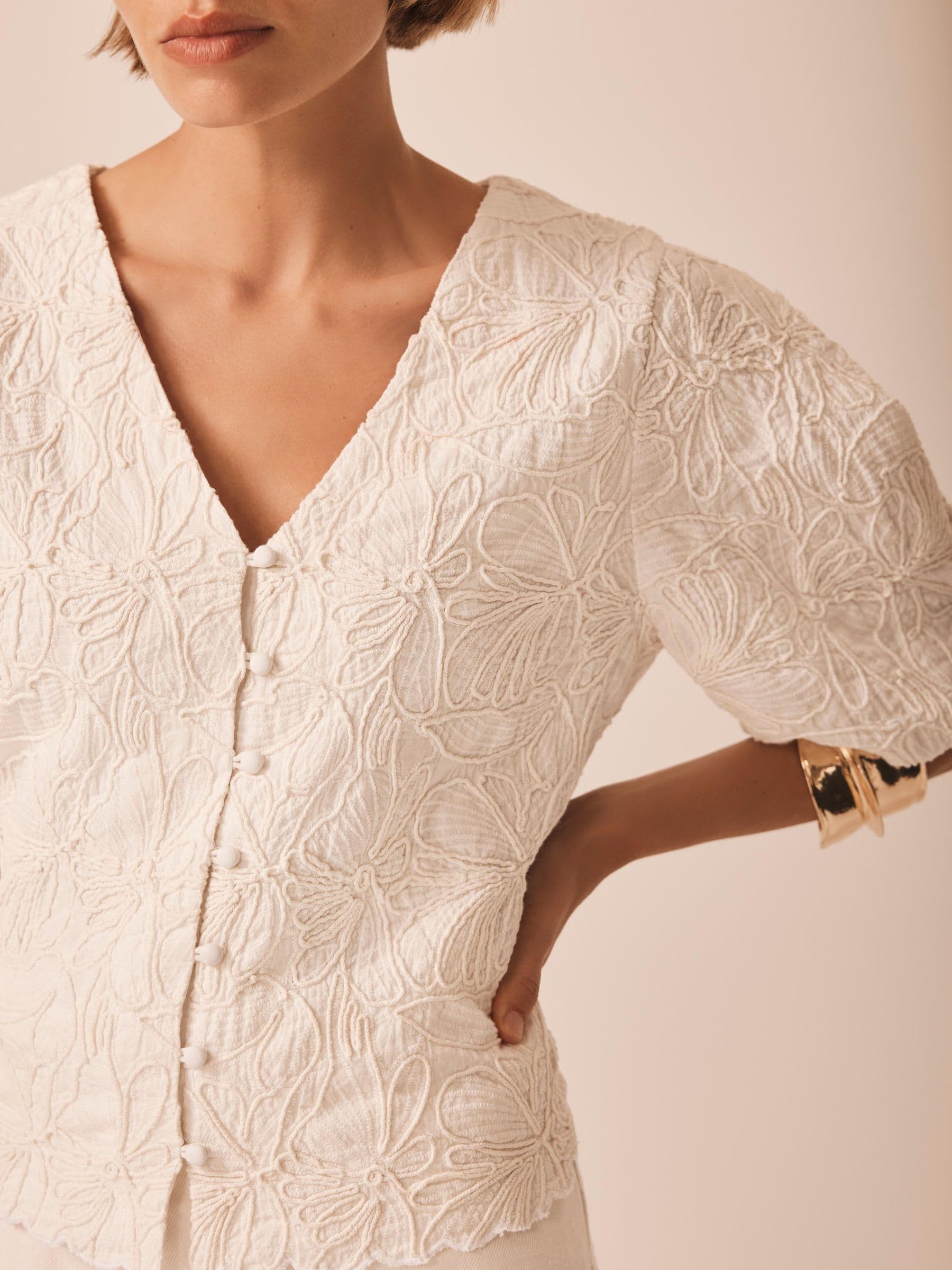 Buy Mint Velvet White Cream Embroidered Detail Top from Next USA