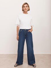 Mint Velvet White Cotton Lace Trim T-Shirt - Image 1 of 8