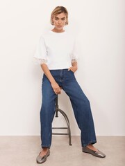 Mint Velvet White Cotton Lace Trim T-Shirt - Image 5 of 8