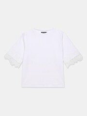Mint Velvet White Cotton Lace Trim T-Shirt - Image 7 of 8