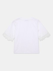 Mint Velvet White Cotton Lace Trim T-Shirt - Image 8 of 8