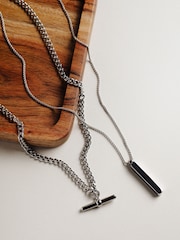 Orelia London Silver Plated Curb Chain T-bar Drop Necklace - Image 2 of 4