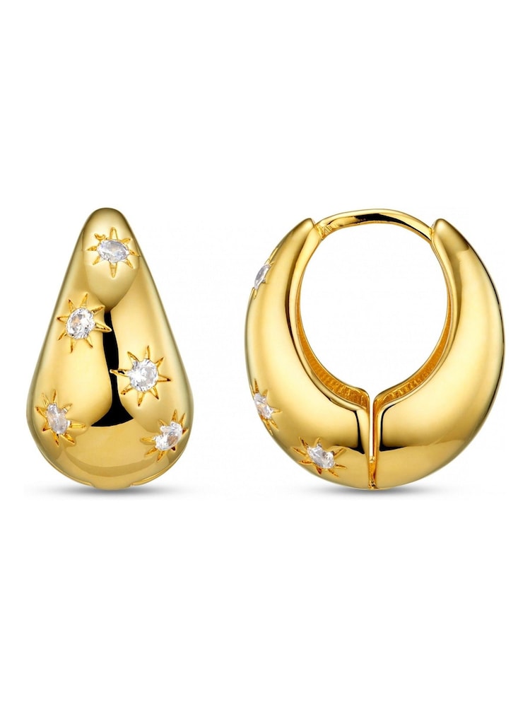 Orelia London Gold Tone Tapered Crystal Starburst Hoop Earring - Image 1 of 2