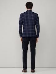 Hackett Tailored Fit Navy Blue Flannel Tattersall Shirt - صورة 5 من 7