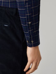 Hackett Tailored Fit Navy Blue Flannel Tattersall Shirt - صورة 6 من 7