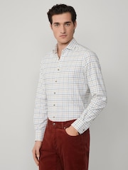 Hackett Tailored Fit Blue Flannel Tattersall Shirt - Image 3 of 7