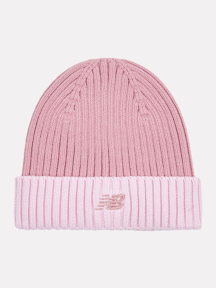 New Balance Pink Contrast Beanie - Image 1 of 3 New Balance Pink Contrast Beanie - Image 1 of 3