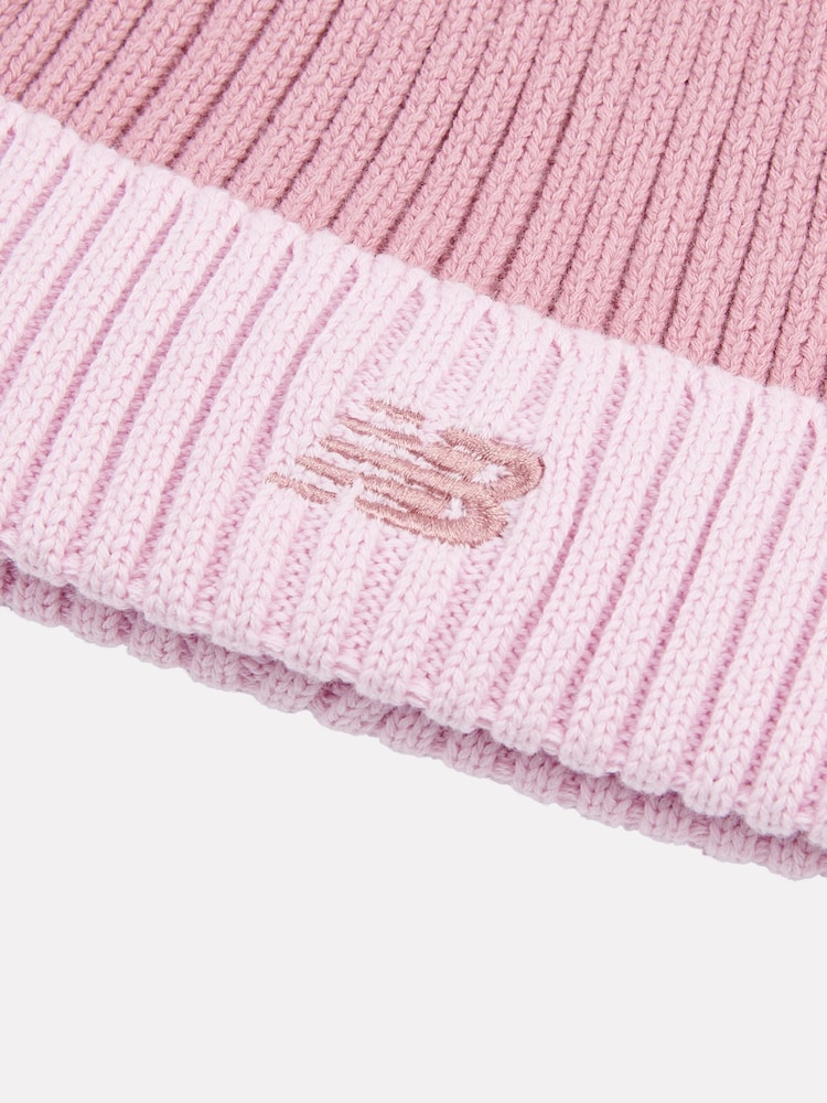 New Balance Pink Contrast Beanie - Image 3 of 3 New Balance Pink Contrast Beanie - Image 3 of 3
