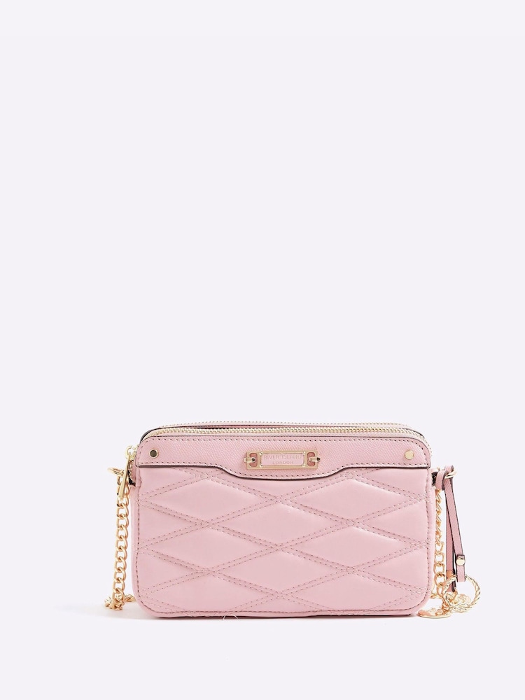 River Island Pink Quilted Cross-Body Bag - Image 1 of 6 River Island Pink Quilted Cross-Body Bag - Image 1 of 6
