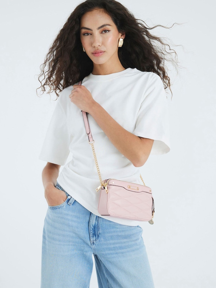 River Island Pink Quilted Cross-Body Bag - Image 6 of 6 River Island Pink Quilted Cross-Body Bag - Image 6 of 6