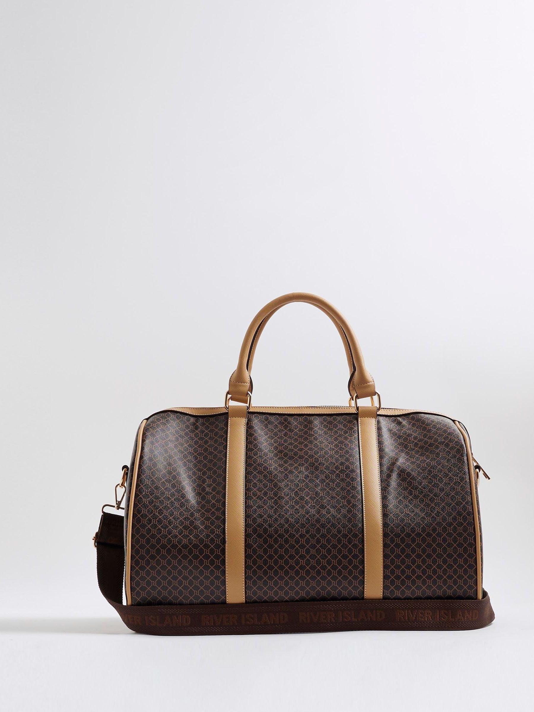Buy River Island Brown Morgan Seaford Floral Print Barrel Bag from