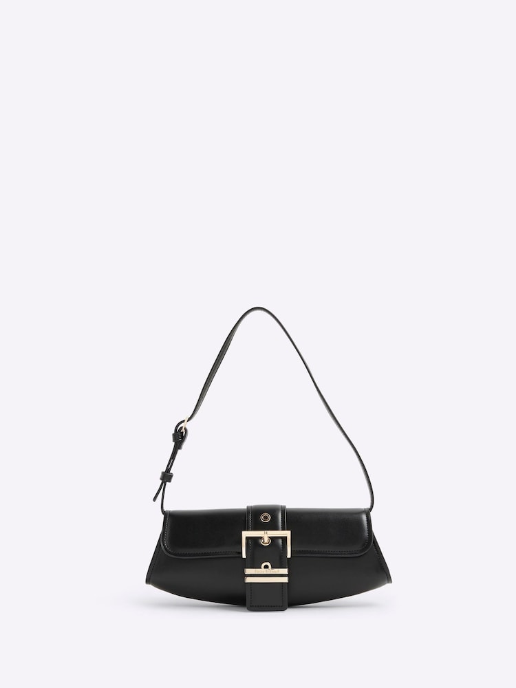 River Island Black Buckle Front Shoulder Bag - Image 1 of 6 River Island Black Buckle Front Shoulder Bag - Image 1 of 6