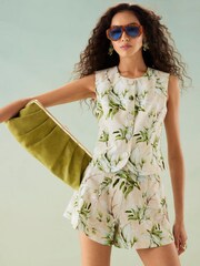 River Island Cream Floral Linen Flippy Shorts - Image 1 of 4
