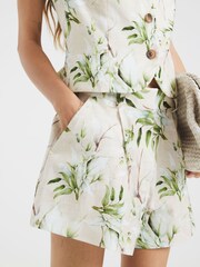 River Island Cream Floral Linen Flippy Shorts - Image 3 of 4