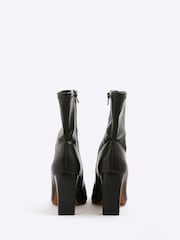 River Island Black Squared Toe Pull On Heeled Boots - Image 4 of 6