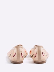 River Island Brown Mesh Floral Embroidered Ballet Shoes - Image 3 of 4