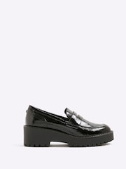 River Island Black Patent Wedge Loafers - Image 2 of 6