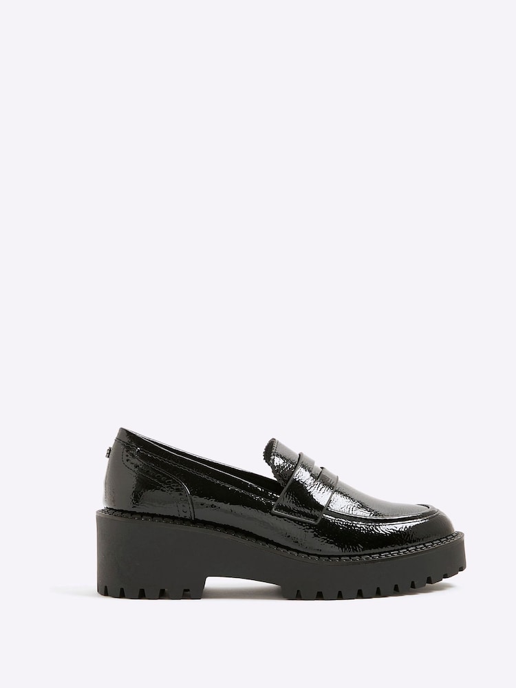 River Island Black Patent Wedge Loafers - Image 2 of 6