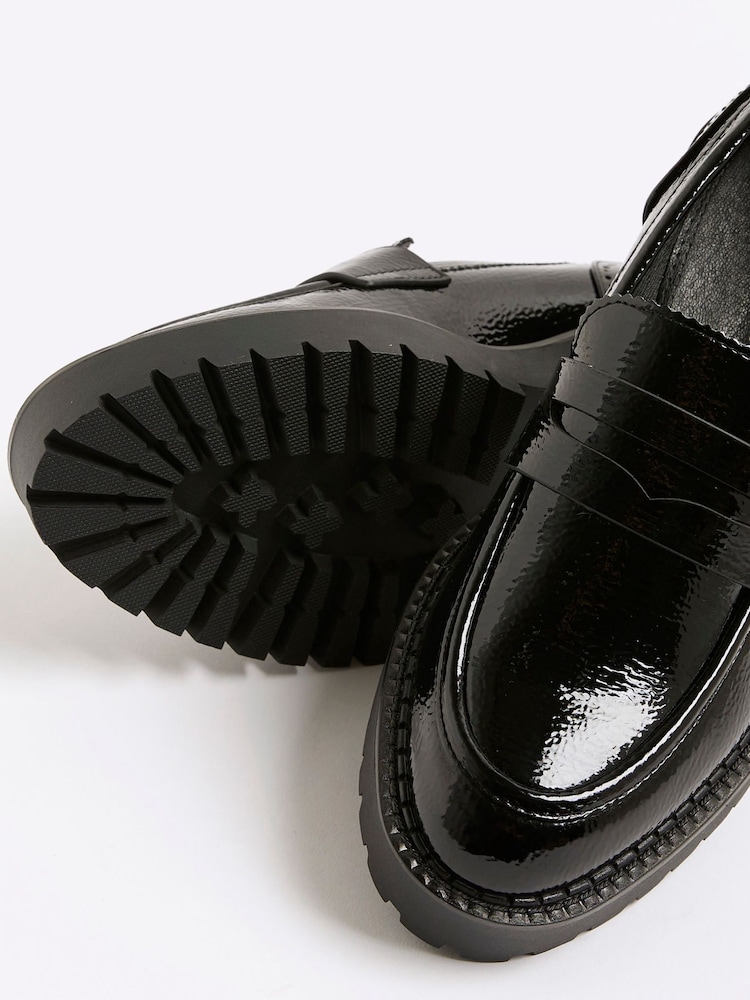 River Island Black Patent Wedge Loafers - Image 6 of 6