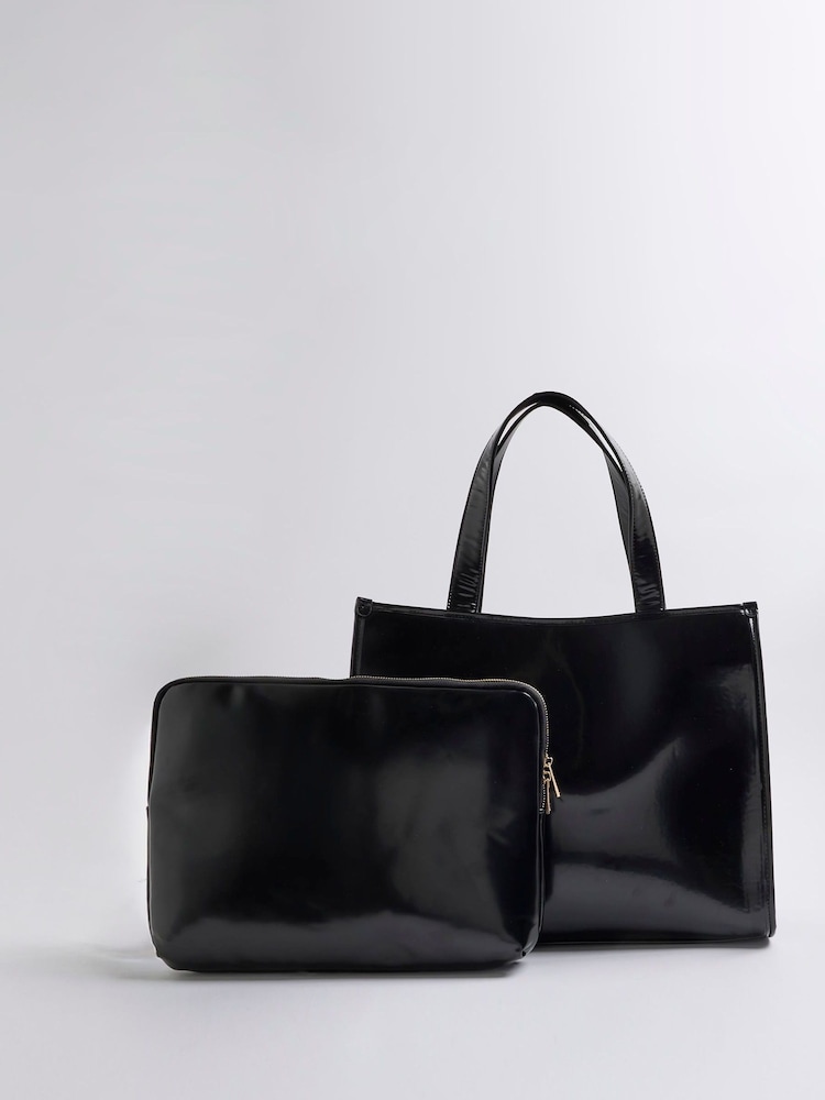 River Island Black Tote Bag and Laptop Case Bundle Set - Image 2 of 5