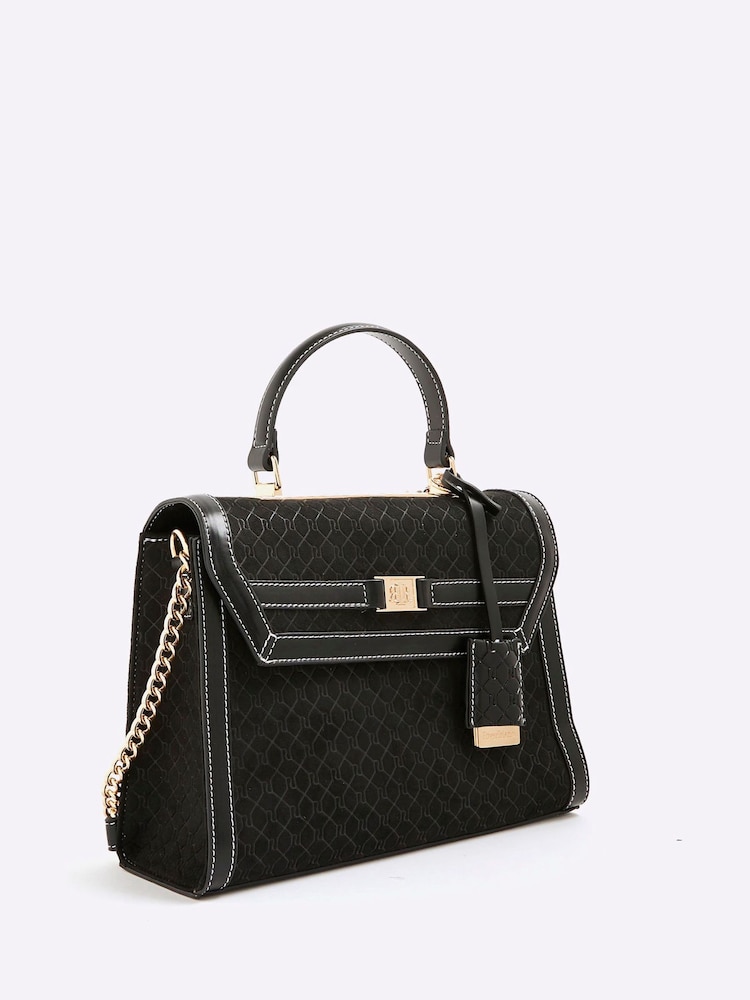 River Island Black Suedette Charm Tote Bag and Purse Bundle Set - Image 2 of 5