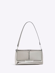 River Island Silver Bar Front Clutch Bag - Image 1 of 5