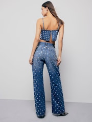 River Island Blue High Rise Relaxed Straight Leg Jeans - Image 2 of 5