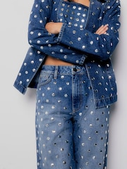 River Island Blue High Rise Relaxed Straight Leg Jeans - Image 4 of 5