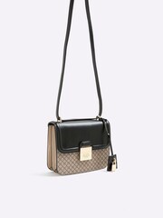 River Island Black Lock Front Satchel Cross-Body Bag - Image 1 of 5